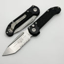 Microtech Knives LUDT Gen III Stonewash Partial Serrated Tanto w/ Black Handle 1136-11