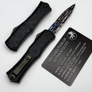 Microtech Knives Marfione Select Hera II Mini Blued Vegas Forge Damascus Bayonet w/ Black Claw Burst Deep Engraved Handle Signature Series 1701M-16MS2 Pattern Style 3