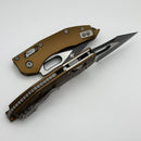 Microtech Knives Manual Stitch RAM LOK Fluted Tan Aluminum Handles & Full Serrated Two Tone Black M390MK 169RL-3FLTA