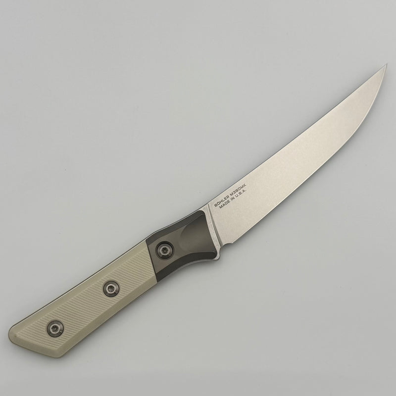 Microtech Boning Knife Ivory G-10/Titanium Bolster Handle w/ Stonewash M390MK 3100B-10IV