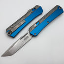 Microtech Glykon Stonewash Tanto w/ Blue Handles & Bead Blast Overlay 185-10BL