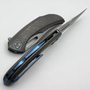 Poikilo Blade Armadillo S2 Dark Stonewash Titanium Handles w/ Blue Ti Accents & Dark Stonewash M398