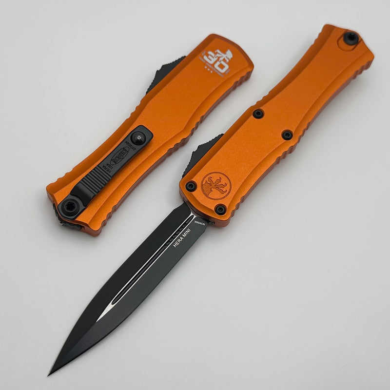 Microtech Knives Mini Hera 30th Anniversary Black D/E M390MK w/ Orange Handle 1702M-1OR30