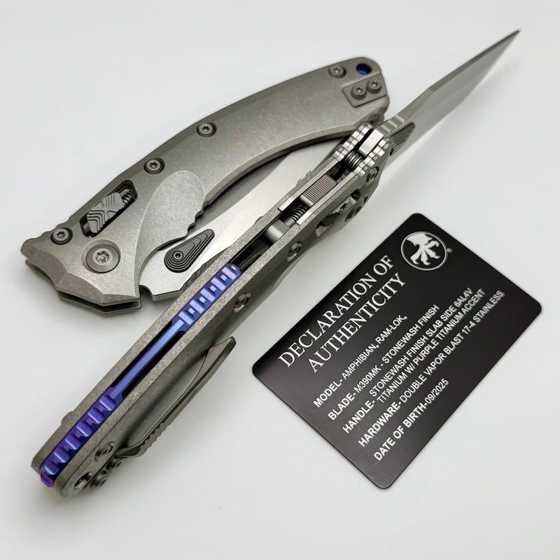 Microtech Marfione Select Amphibian RAM LOK Titanium Handles & Stonewa