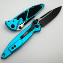 Microtech Socom Elite Manual Black Single Edge w/ Turquoise Handles 160-1TQ