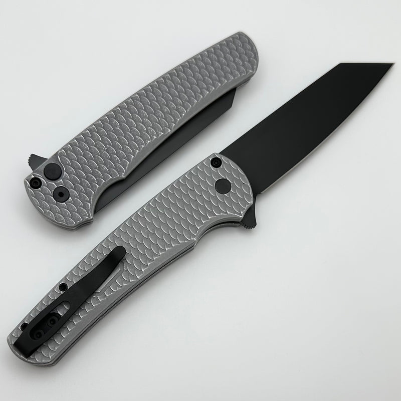 Pro-Tech Malibu Battleworn Gray Aluminum “Dragon Scale” Handle & DLC MagnaCut Reverse Tanto 5436-BW Grey