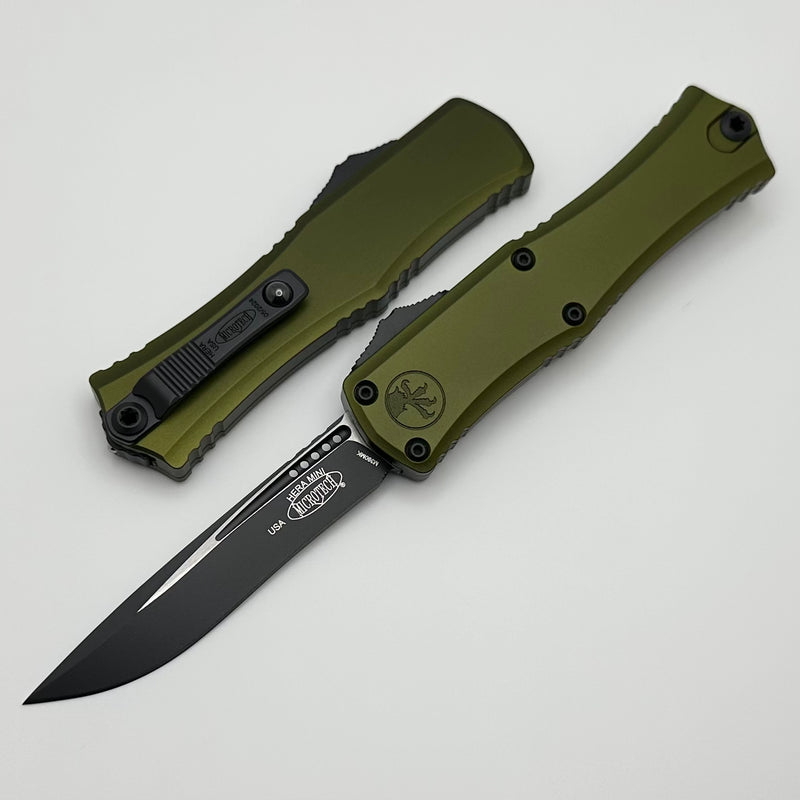 Microtech Knives Mini Hera Black Recurve M390MK w/ OD Green Handle 1705M-1OD