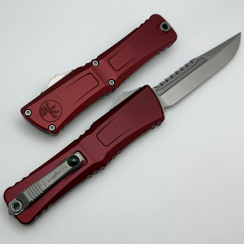 Microtech Knives Combat Troodon Gen III Stonewash Interceptor w/ Merlot Handle Signature Series 1217-10MRS