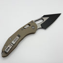 Microtech Knives Manual Stitch RAM LOK Fluted Tan G-10 Handles & Full Serrated Two Tone Black M390MK 169RL-3FLGTTA