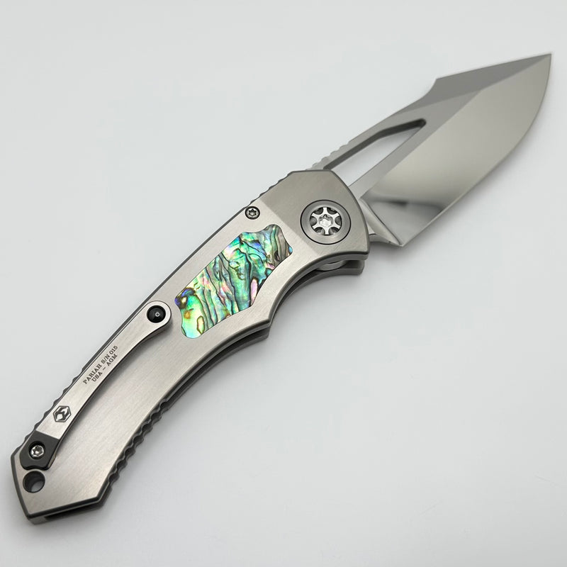 Heretic Knives Custom Pariah M/A Button Lock Ti Handles w/ Abalone Inlays & Mirror Polish M390