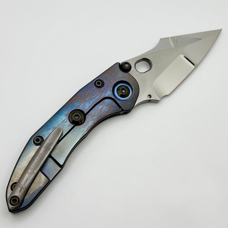 Marfione Custom Knives & Borka Blades Stitch Cosmic w/ Tritium Inlaid Double Star Ground Mirror Polish