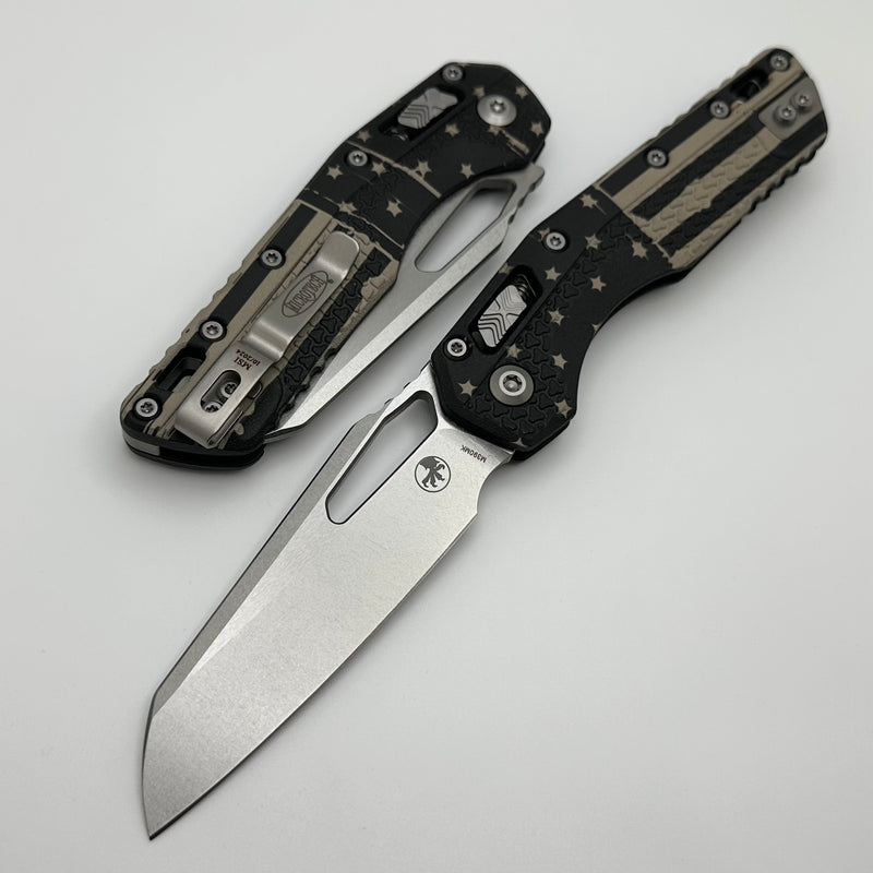 Microtech Knives MSI RAM LOK Black Polymer USA Flag & M390MK Stonewash 210T-10PMFLAG