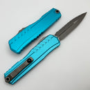 Microtech Cypher II D/E Full Serrated Apocalyptic w/ Turquoise Handle 1242-12APTQ