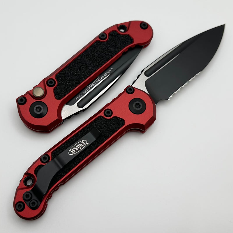 Microtech Knives LUDT Gen III Black Partial Serrated S/E w/ Red Handle 1135-2RD