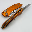 Microtech Borka Stitch Single Edge Stonewash Standard w/ Orange Handles 169-10OR