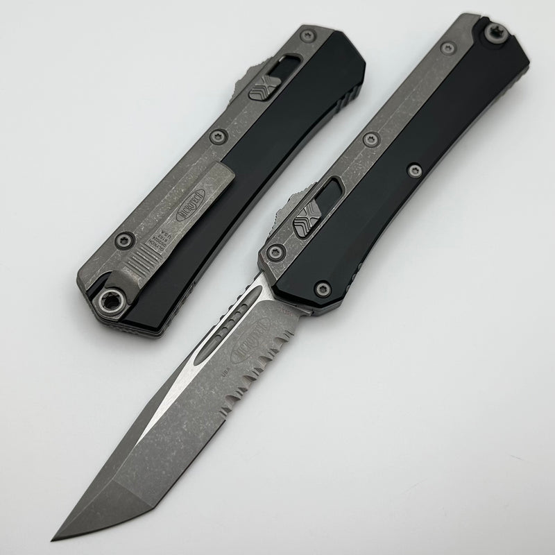 Microtech Glykon Apocalyptic Standard Tanto Partial Serrated w/ Bead Blast Overlay 185-11AP