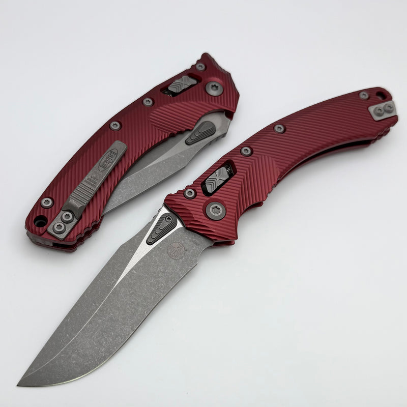 Microtech Amphibian RAM LOK Merlot Fluted Aluminum & Apocalyptic M390MK 137RL-10APFLMR