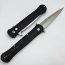 Pro-Tech Large Don w/ Black Handle & Mother of Pearl Button w/ Satin Blade 1921-MOP