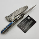 Marfione Select Microtech Socom Ram-Lok Titanium Frag Handles w/ Blue Accents & Spear Point Stonewash M390MK 160RL-10FRSMS3
