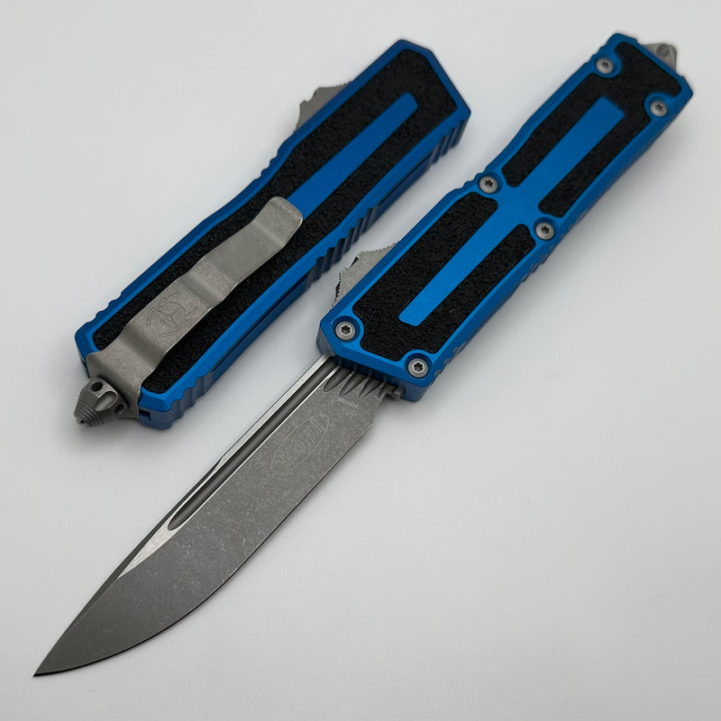 Microtech Scarab 2 Gen 3 Blue Handles w/ S/E Spine Fluted Apocalyptic M390MK 1278-10APBL