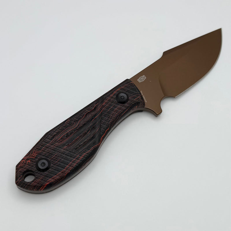 Tenable Knives Tiny Dancer w/ Red G-mascus G10 Handles & Rose Gold Coated D2 G014A2