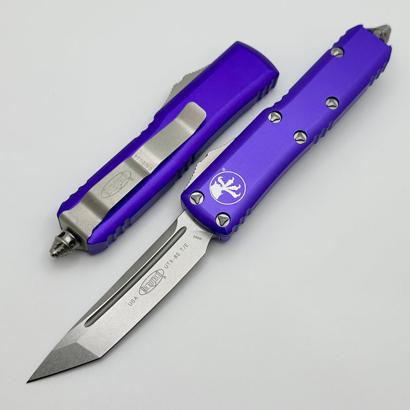 Microtech UTX-85 Tanto Stonewash Standard & Purple 233-10PU