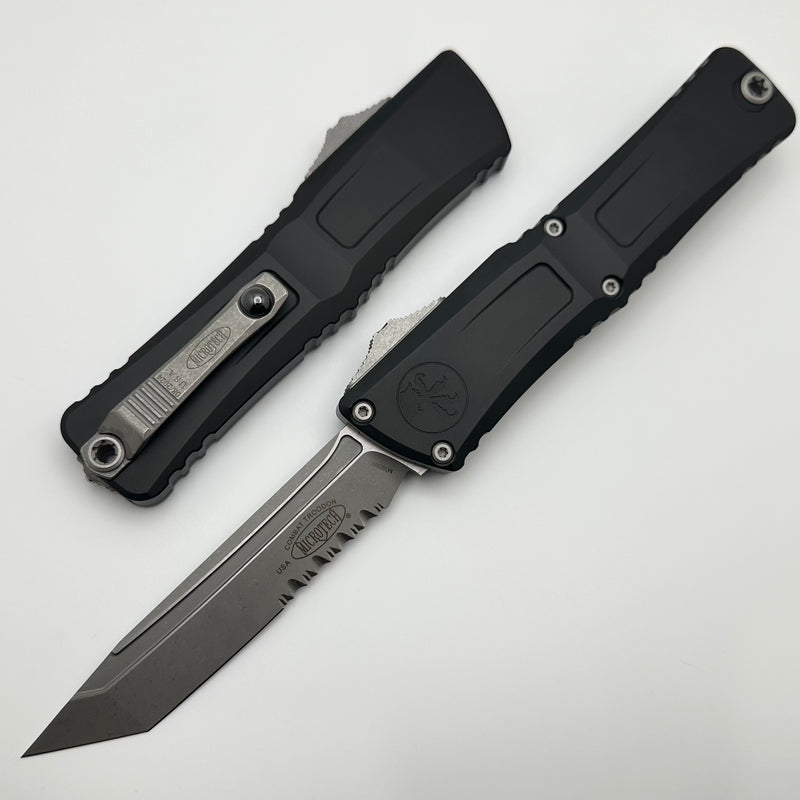 Microtech Knives Combat Troodon Gen III Apocalyptic Tanto Partial Serrated w/ Black Handle 1144-11AP