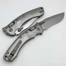 Microtech Marfione Select Amphibian RAM LOK Titanium Handles & Partial Serrated Stonewash M390MK w/ Double Vapor Blast & Blue Accents 137RL-11MS2