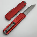 Microtech Cypher II S/E Partial Serrated Stonewash w/ Red Handle 1241-11RD