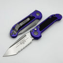 Microtech Knives LUDT Gen III Stonewash Full Serrated Tanto w/ Purple Handle 1136-12PU