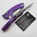 Microtech Amphibian Mini RAM LOK Stonewash Titanium Purple Haze Fluted & Stonewash M390MK W/ Purple Accents 137MRL-10FLMS5