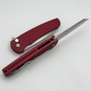 Pro-Tech Malibu Red Textured Handle w/ Gold Lip Pearl Button & Stonewash MagnaCut Reverse Tanto Blade 5405 LTD-Red