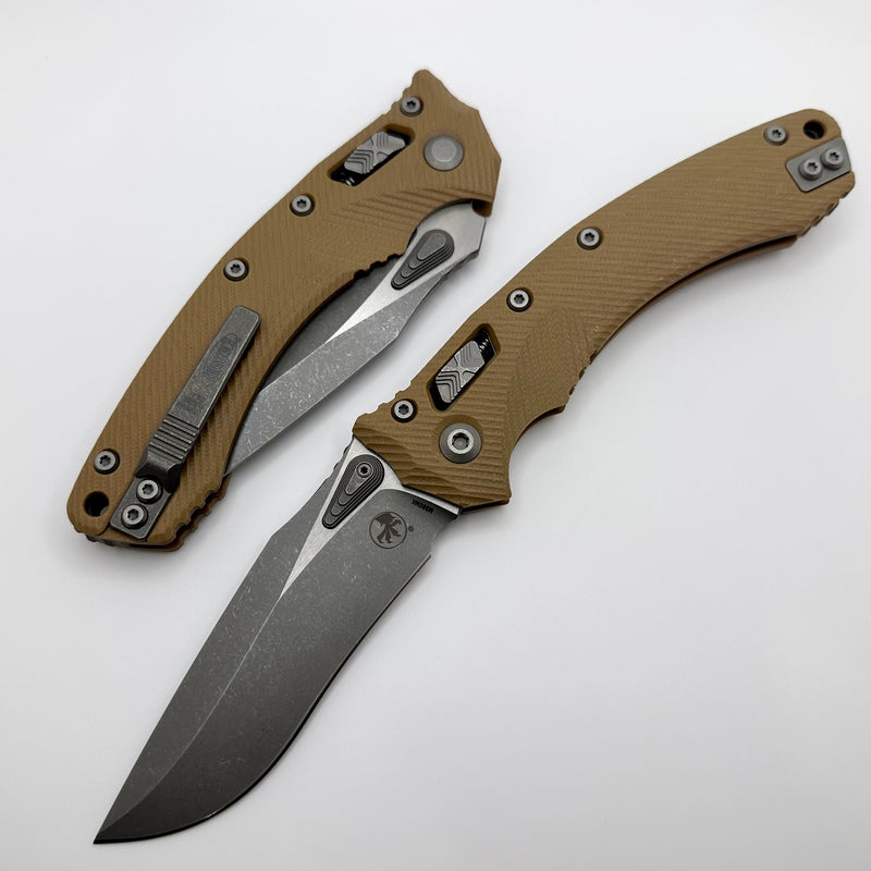 Microtech Amphibian RAM LOK Tan Fluted G-10 & Apocalyptic M390MK 137RL-10APFLGTTA