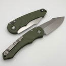 Heretic Knives Mini Pariah Auto Button Lock OD Green Polymer Handles w/ Stonewash S/E Serrated MagnaCut H054-2A-GRN