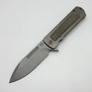 Medford TFF-4 Old School Tumbled S45VN Drop Point w/ OD Green G-10 Inlay & Flamed Clip/Hardware