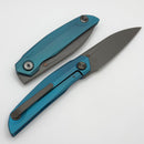 Reate Knives VK-ANUB Blue Cyan Titanium Handles & Dark Bead Blast Elmax