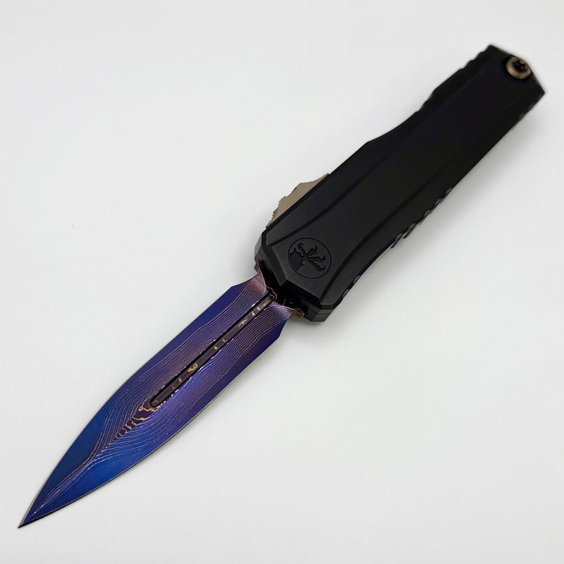Microtech Marfione Select Cypher II Black Handle w/ Purple/Bronze Accents & D/E Blued Baker Forge Copper-Mai 1242-16MS5