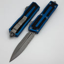 Microtech Scarab 2 Gen 3 D/E Apocalyptic Partial Serrated w/ Blue Handle 1280-11APBL