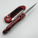 Microtech Knives LUDT Gen III Stonewash Full Serrated Tanto w/ Red Handle 1136-12RD