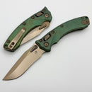 Microtech Amphibian Mini RAM LOK Antique Green Titanium Slab & Bronze M390MK w/ Bronze Accents 137MRL-13MS1