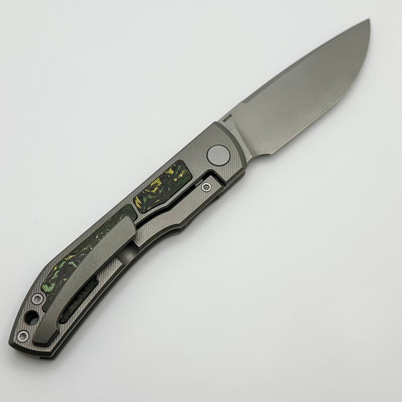 Uldanov Custom Knives Sierra w/ Milled Titanium/Toxic Storm Carbon Fiber Inlays & M398 Front Flipper