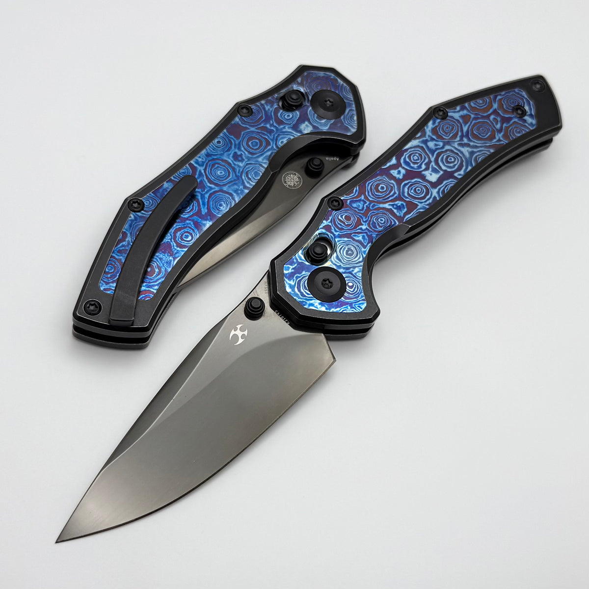 Kansept Knives Apollo Blackwash Titanium w/ Timascus Inlaid Handles &