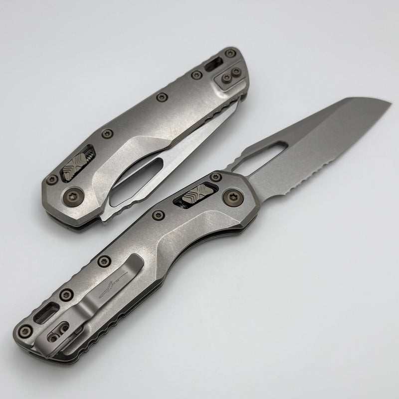 Microtech Marfione Select MSI RAM LOK Titanium Handles w/ Double Vapor Blast & Flamed Accents & Part Serrated Stonewash M390MK 210-11MS4