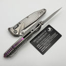 Marfione Select Microtech Socom Ram-Lok Titanium Frag Handles w/ Purple Accents & Stonewash M390MK 160RL-10FRMS4