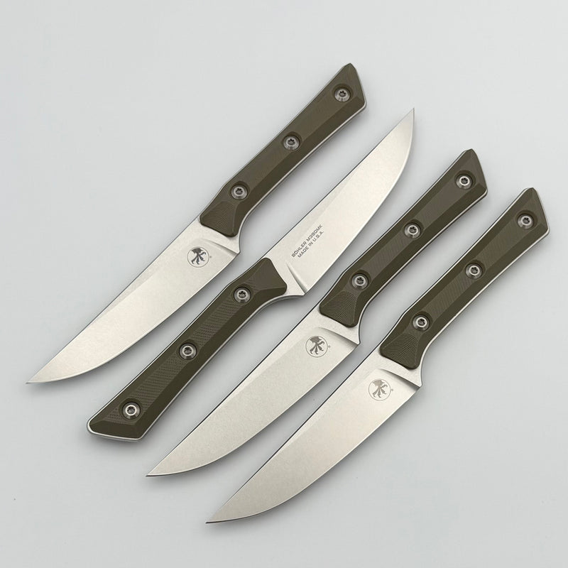 Microtech Steak 4 Piece Set OD Green G-10 Handle w/ Stonewash M390MK 3600-10SETOD