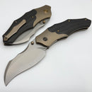 We Orc Boss Champagne Titanium Handle w/ Twill Carbon Fiber Inlays & Stonewash 20CV WE24042-2