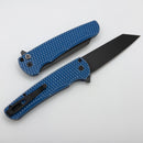 Pro-Tech Malibu Battleworn Blue Aluminum “Dragon Scale” Handle & DLC MagnaCut Reverse Tanto 5436-BW Blue LTD