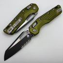 Microtech Knives MSI RAM LOK OD Green Aluminum Frag Handles & Part Serrated Two Tone Black M390MK 210-2FROD