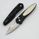 Pro-Tech Half-Breed Tuxedo Black Handle w/ Polished White Micarta Inlay & Black 3651