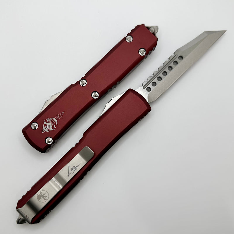 Microtech Ultratech Warhound Stonewash Standard & Merlot Signature Series 119W-10MRS